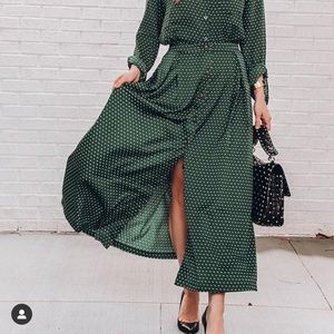 Who What Wear Green Polka Dot Skirt